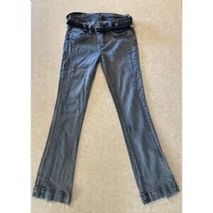 Ultra Love Women's Size 9 Jeans Stretchy Charcoal Frayed Hem but Comfy Plus Belt